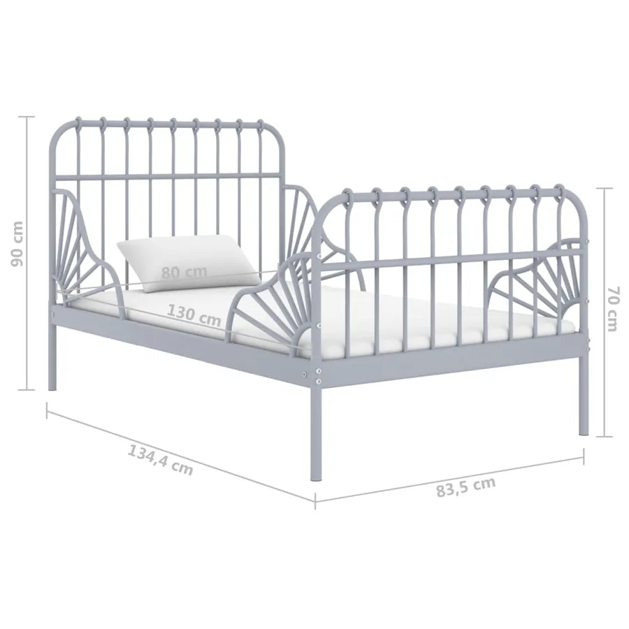 Cadre de lit extensible Gris Métal 80x130/200 cm - 7