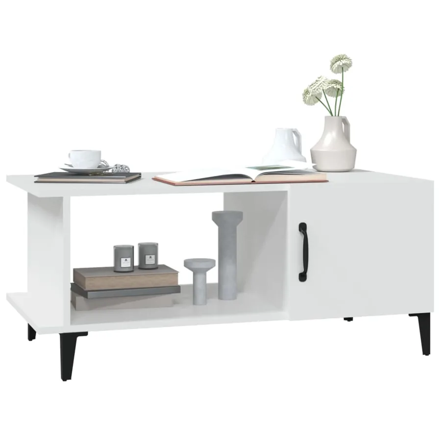 Table basse Blanc 90x50x40 cm Bois d'ingénierie - 6