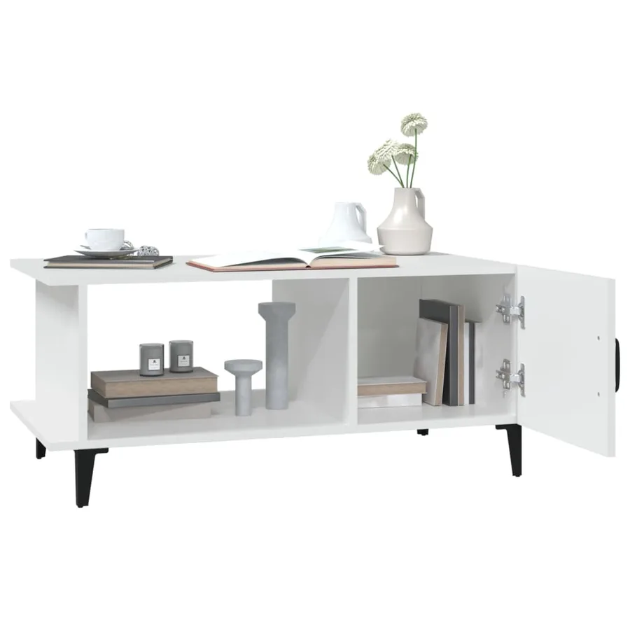 Table basse Blanc 90x50x40 cm Bois d'ingénierie - 7