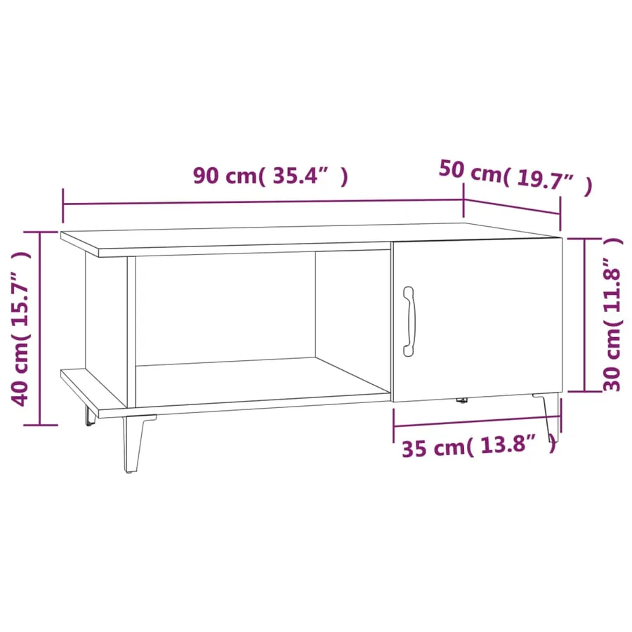 Table basse Blanc 90x50x40 cm Bois d'ingénierie - 9