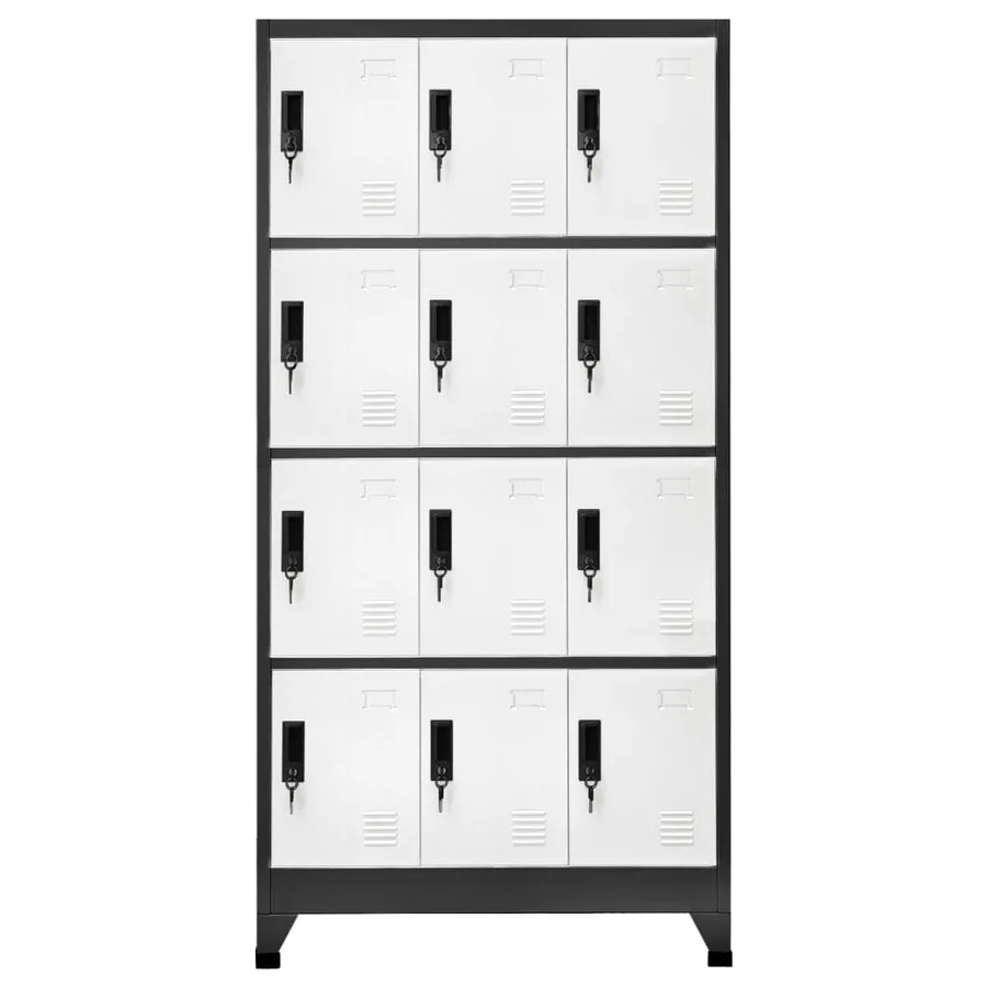 Armoire à casiers Anthracite et blanc 90x45x180 cm Acier - 2