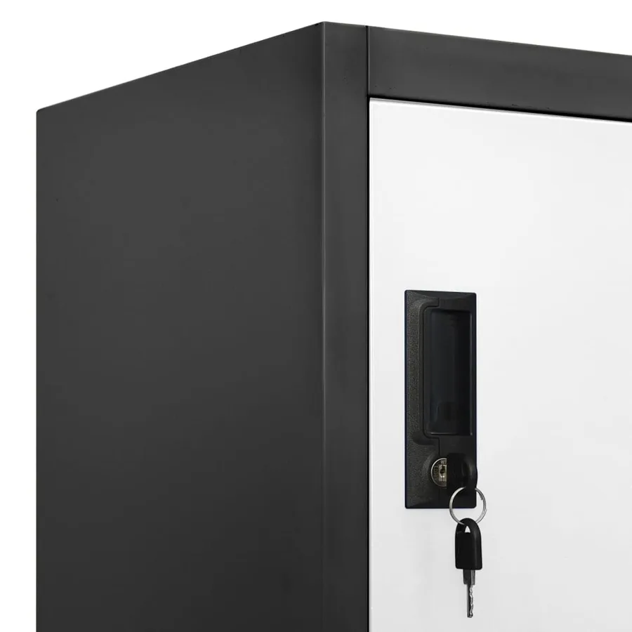 Armoire à casiers Anthracite et blanc 90x45x180 cm Acier - 7