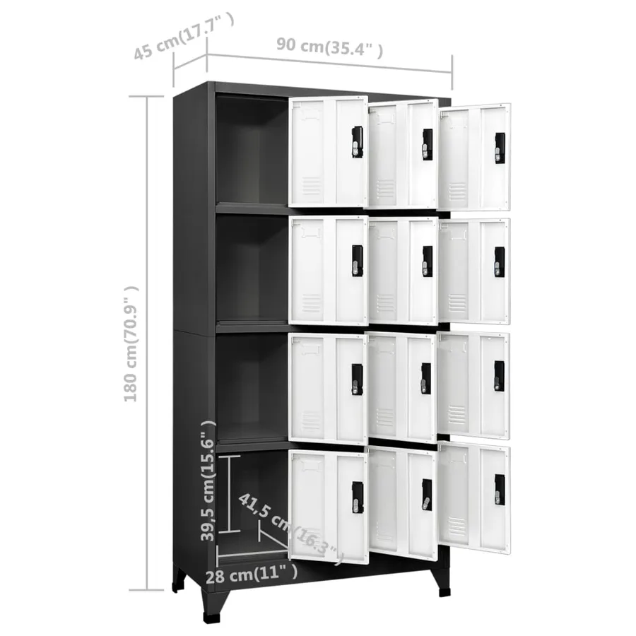 Armoire à casiers Anthracite et blanc 90x45x180 cm Acier - 8