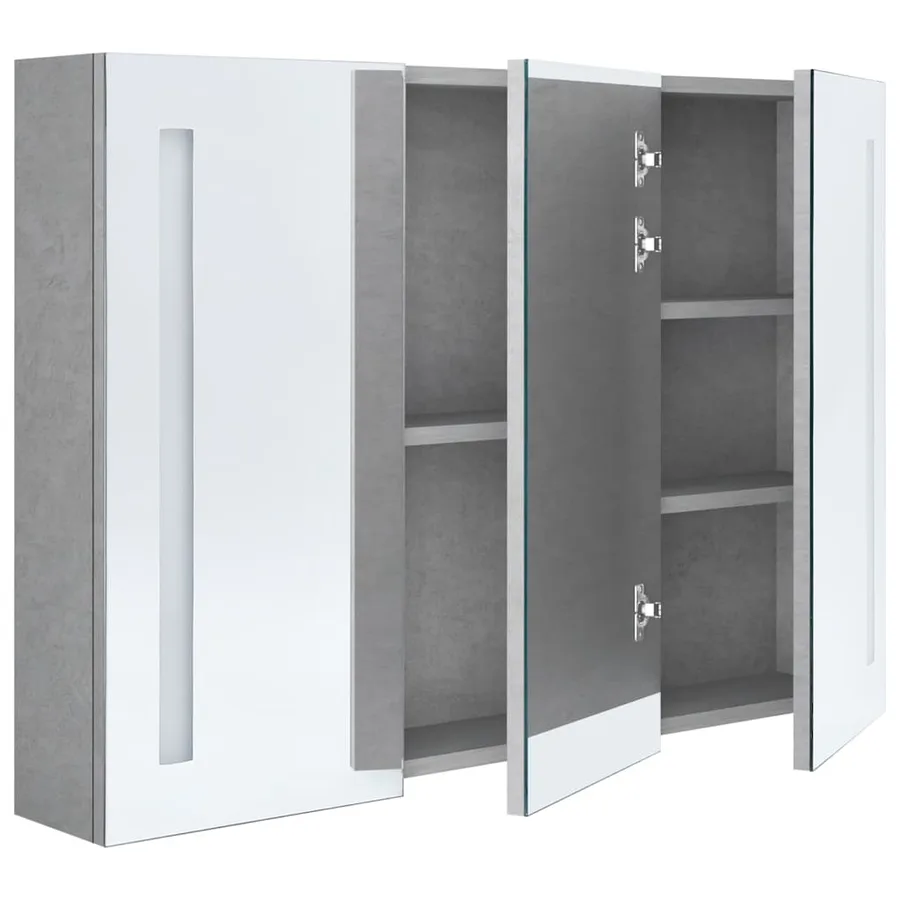 Armoire de salle de bain à miroir LED Gris béton 89x14x62 cm - 4