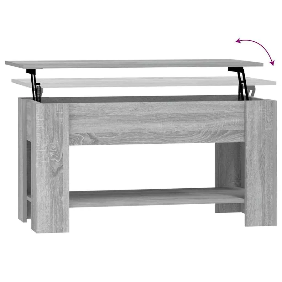 Table basse Sonoma gris 101x49x52 cm Bois d'ingénierie - 7
