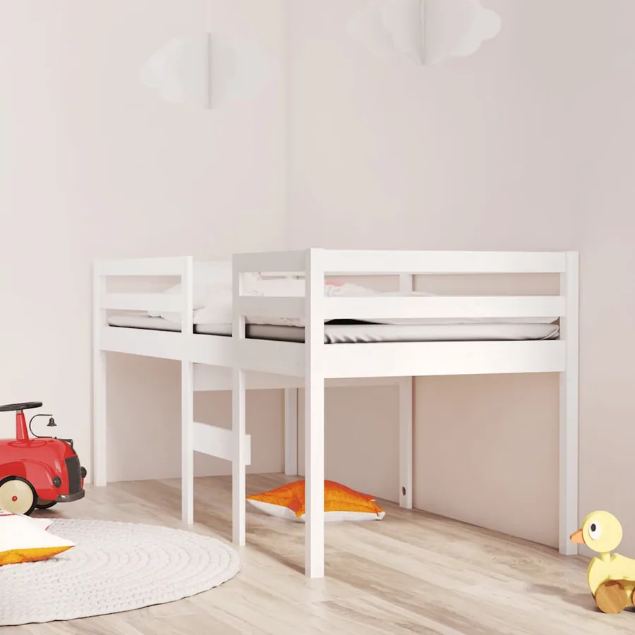 Lit haut sans matelas blanc 75x190 cm bois de pin massif