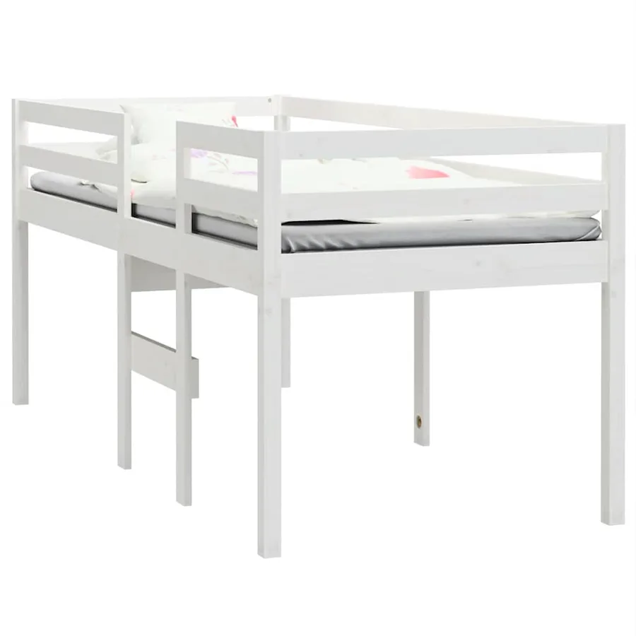 Lit haut sans matelas blanc 75x190 cm bois de pin massif - 3