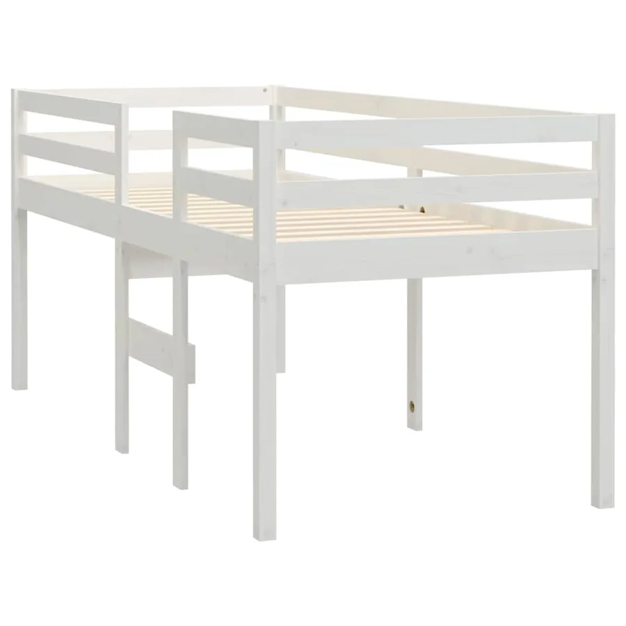 Lit haut sans matelas blanc 75x190 cm bois de pin massif - 4