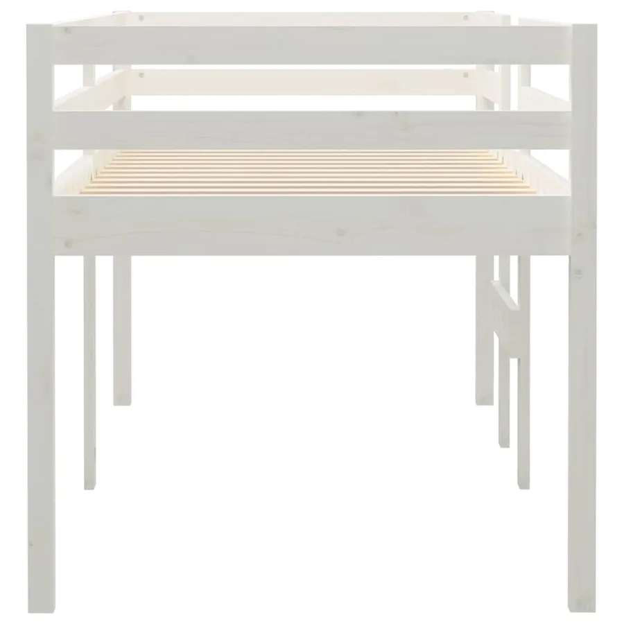 Lit haut sans matelas blanc 75x190 cm bois de pin massif - 6