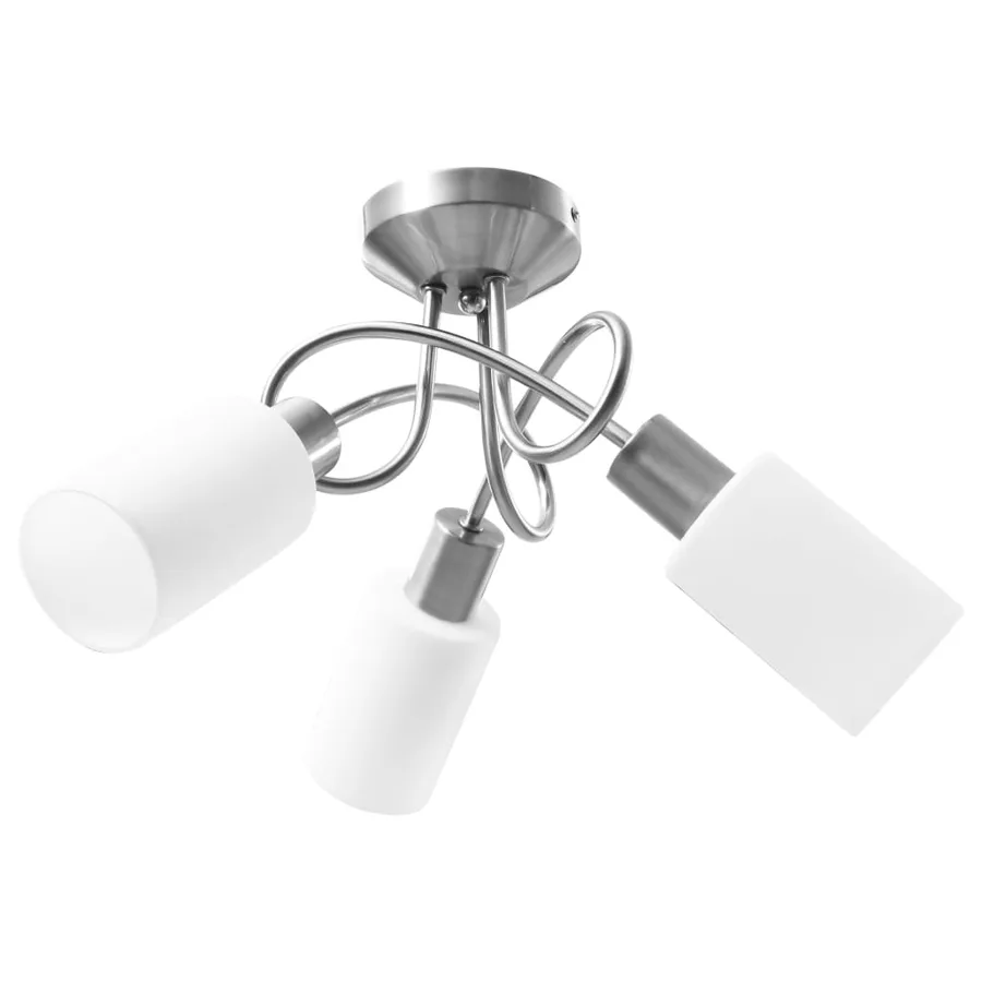 Plafonnier avec abat-jour en verre 3 ampoules E14 Blanc  Cône - 2