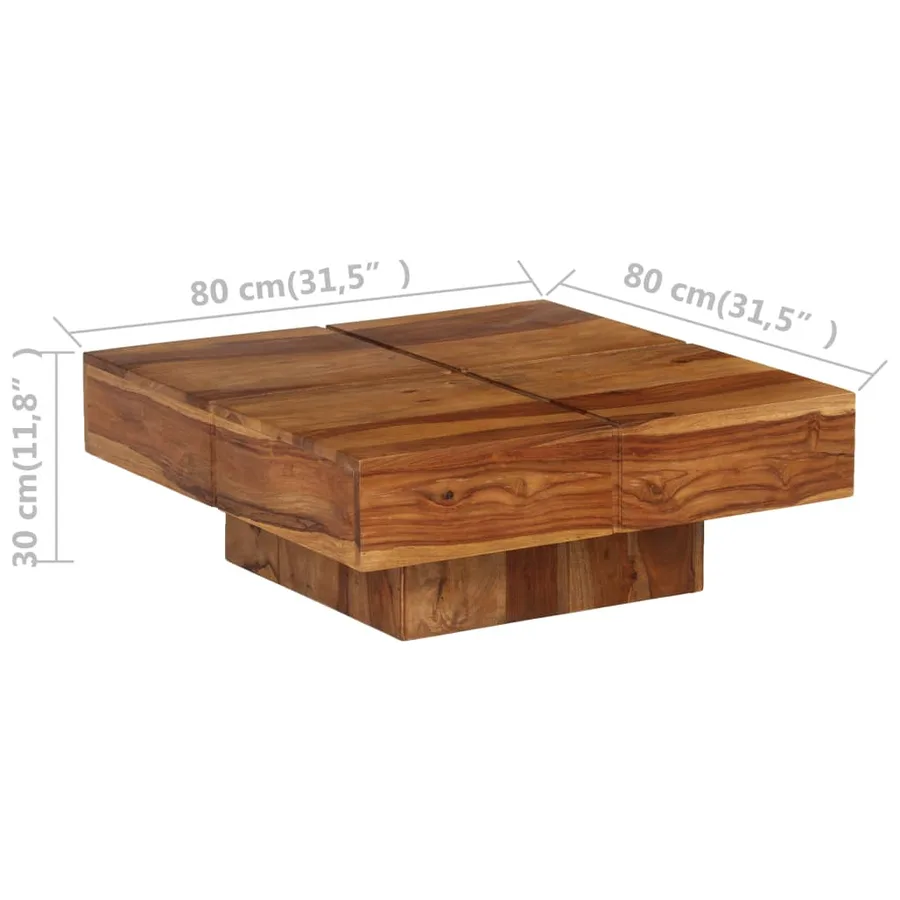 Table basse 80x80x30 cm bois d'acacia massif - 9