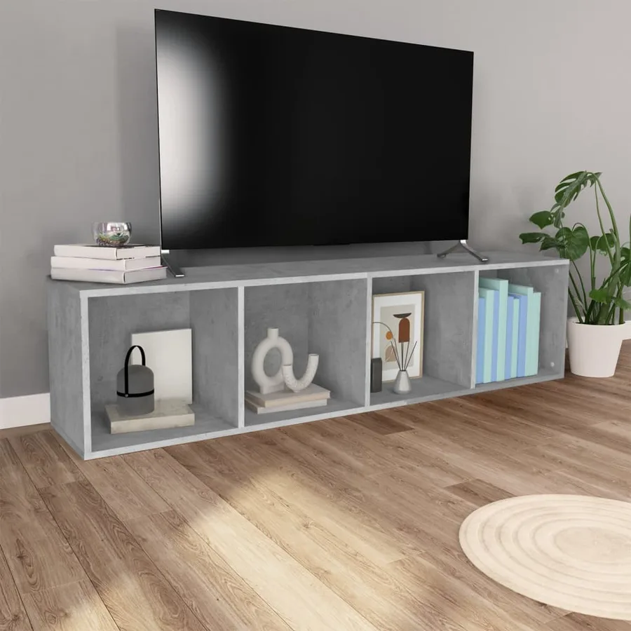 Bibliothèque/Meuble TV Gris béton 36x30x143cm Bois d’ingénierie - 6