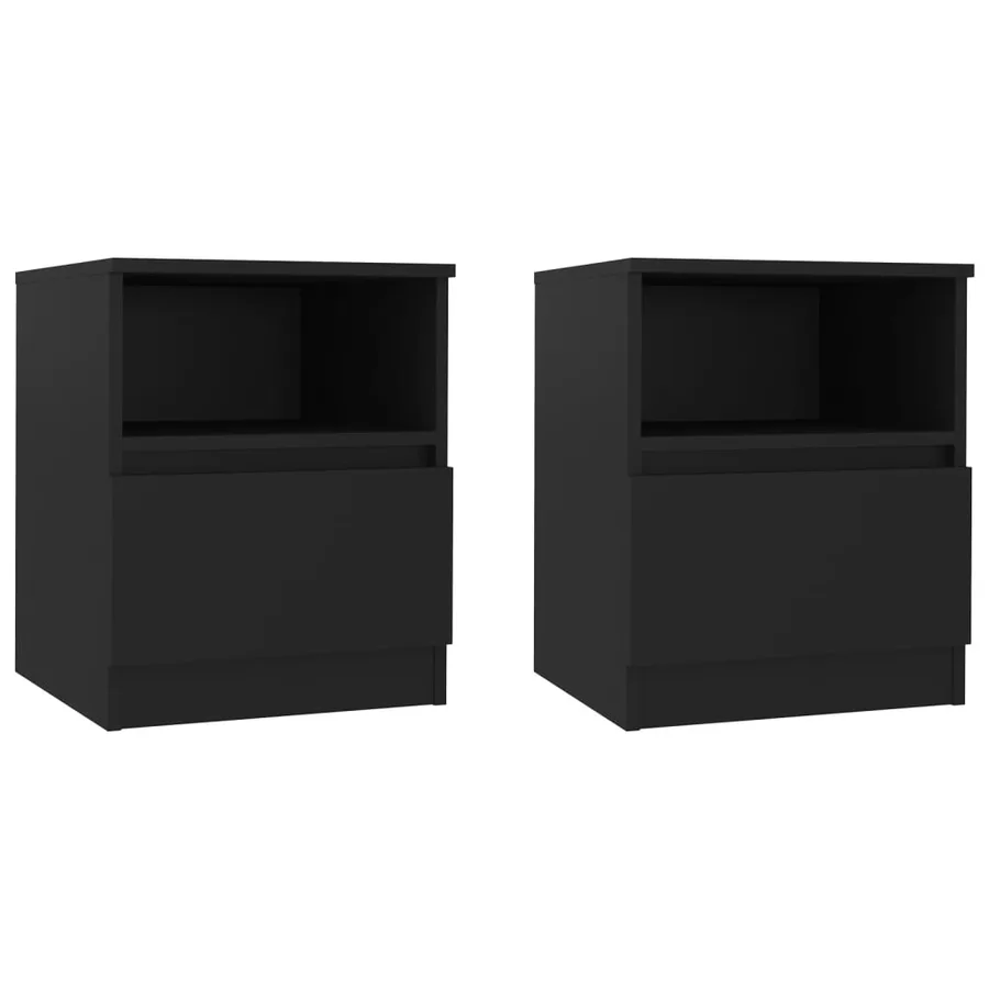 Tables de chevet 2 pcs noir 40x40x50 cm bois d'ingénierie - 2