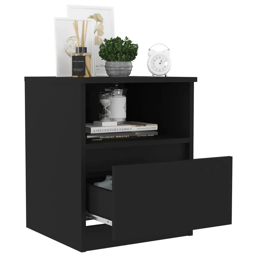 Tables de chevet 2 pcs noir 40x40x50 cm bois d'ingénierie - 7
