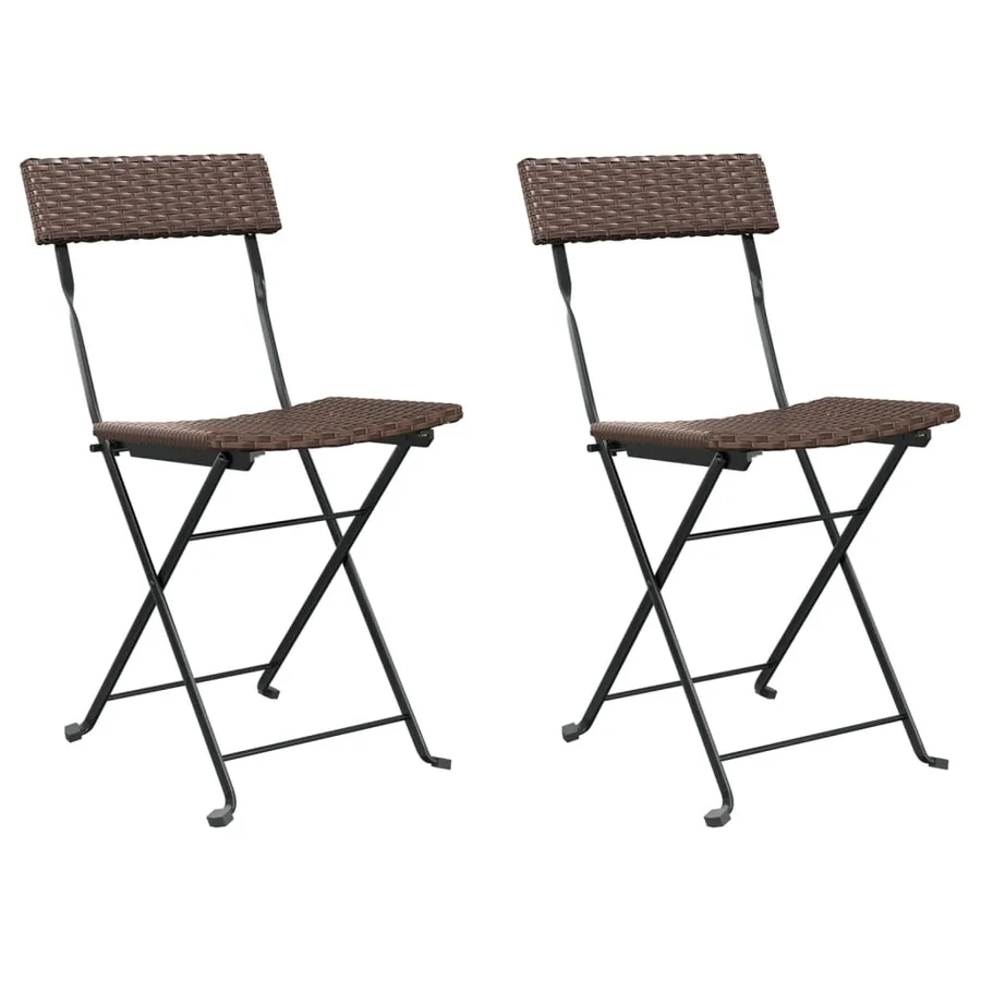Chaises de bistrot pliantes lot de 2 Résine tressée et acier - 2