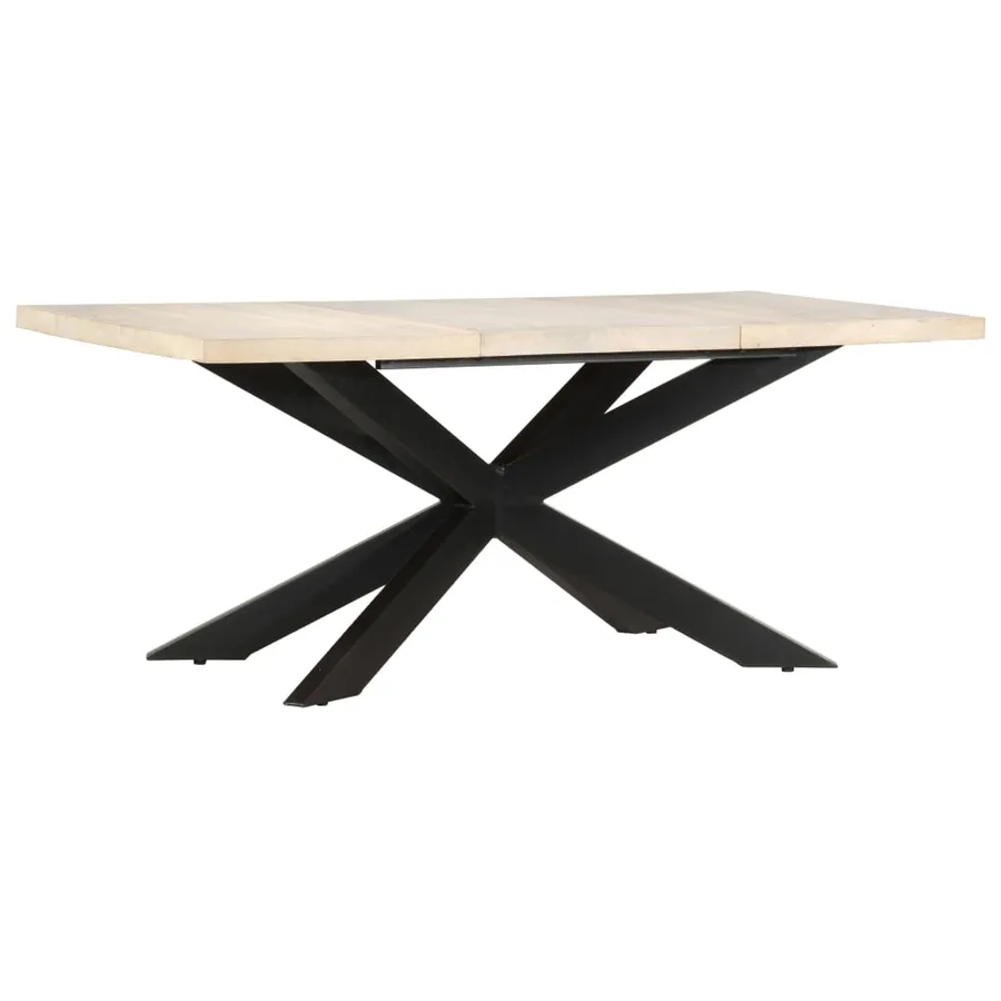 Table à dîner 180x90x76 cm Bois de manguier massif blanchi - 6