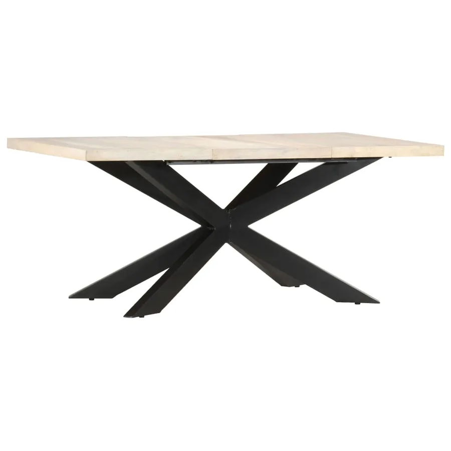 Table à dîner 180x90x76 cm Bois de manguier massif blanchi - 9