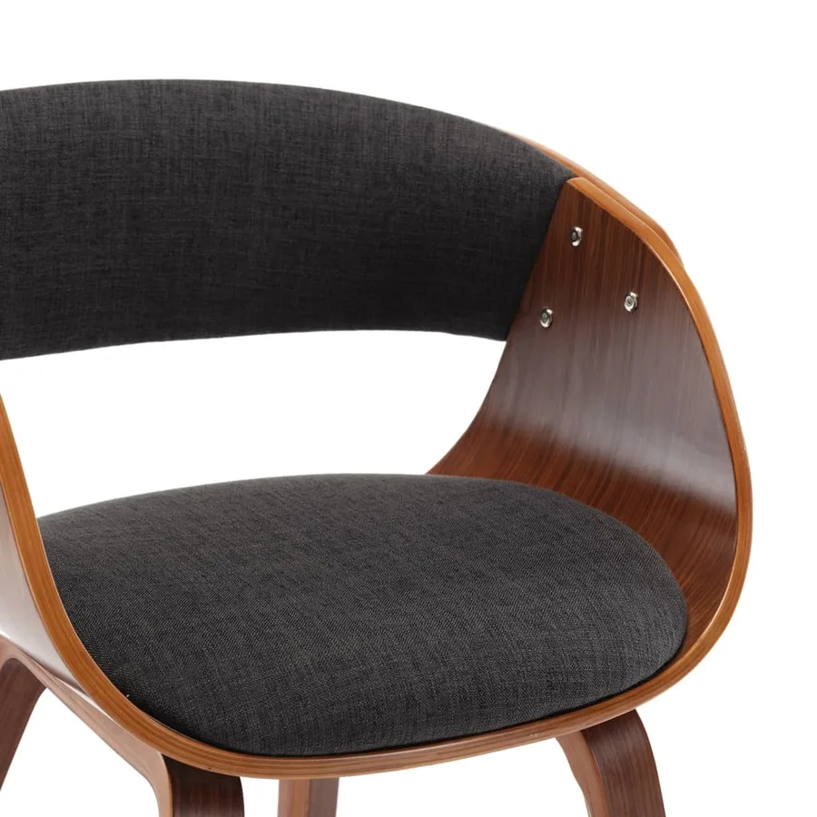 Chaise à manger gris bois courbé et tissu - 6