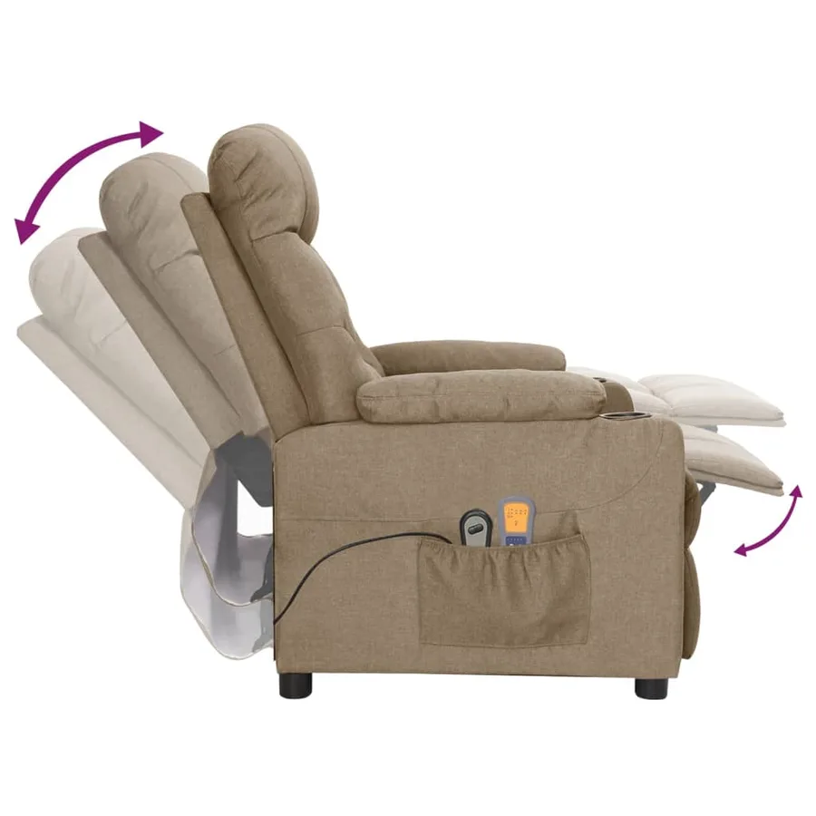 Fauteuil électrique de massage Taupe Tissu - 7