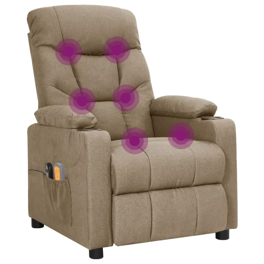 Fauteuil électrique de massage Taupe Tissu - 8