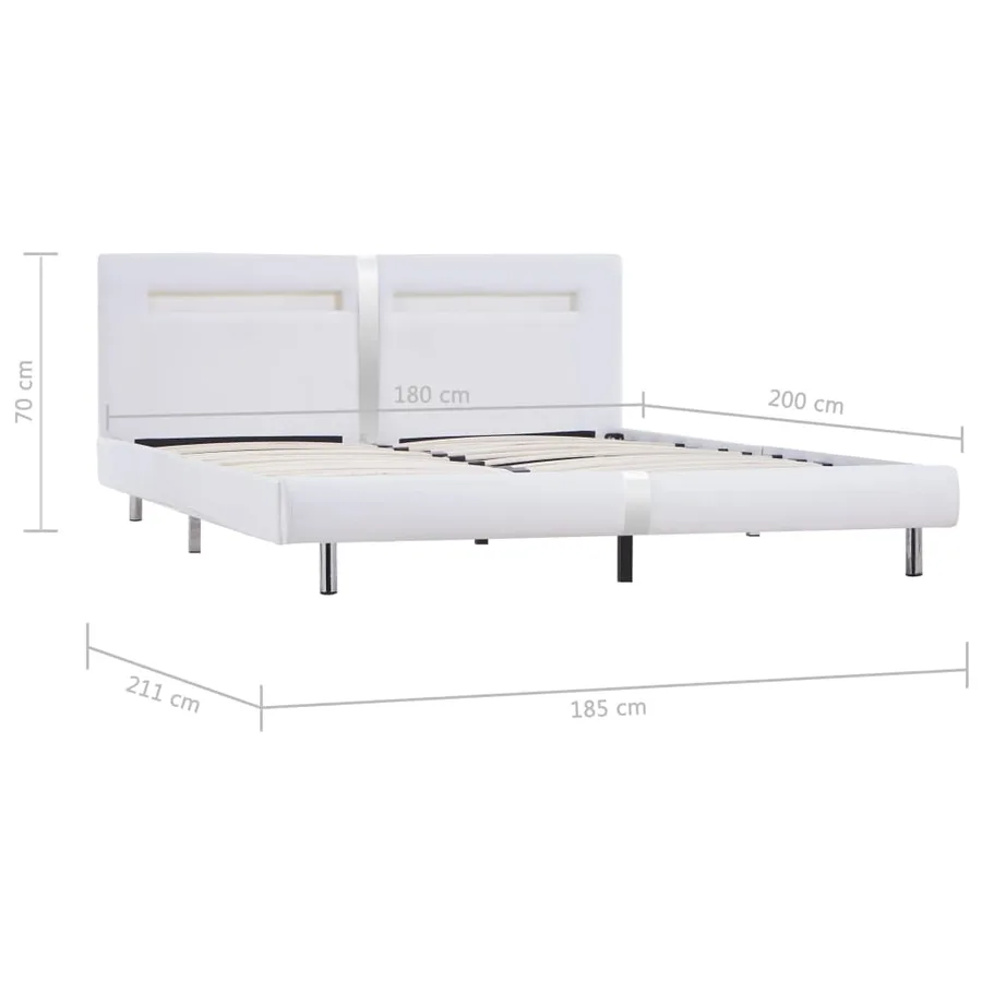 Cadre de lit avec LED sans matelas blanc 180x200 cm - 8