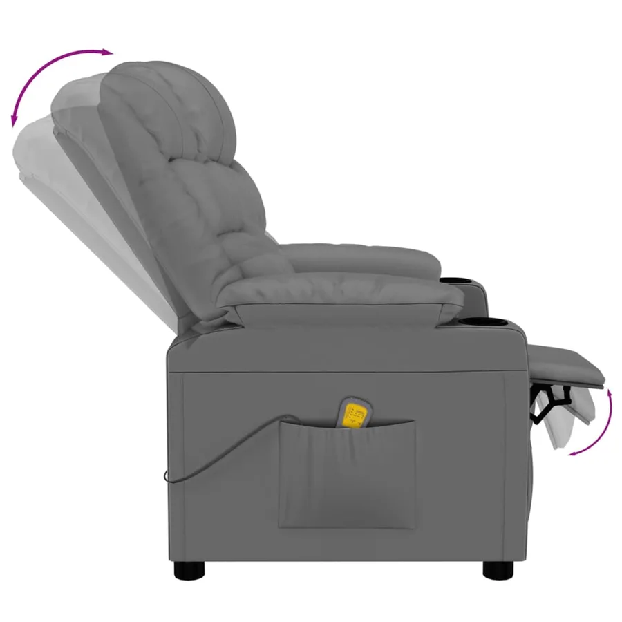 Fauteuil de massage Gris Similicuir - 6