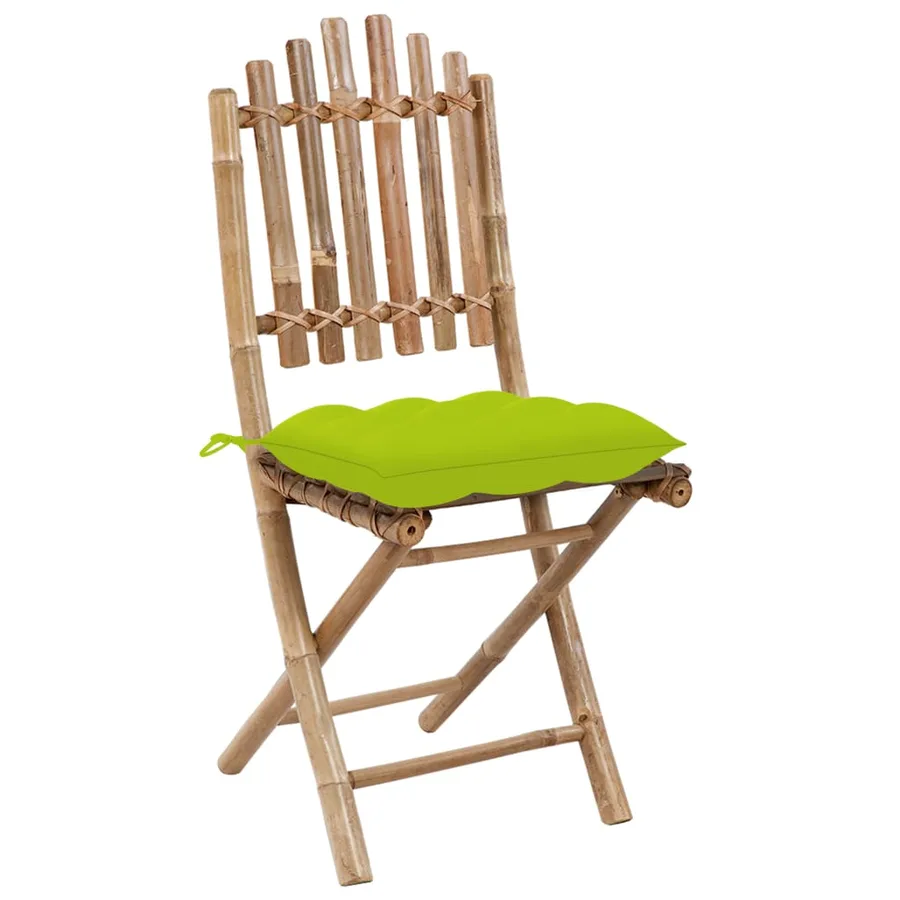 Chaises pliables de jardin lot de 2 avec coussins Bambou - 15
