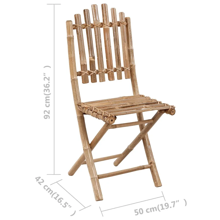Chaises pliables de jardin lot de 2 avec coussins Bambou - 60