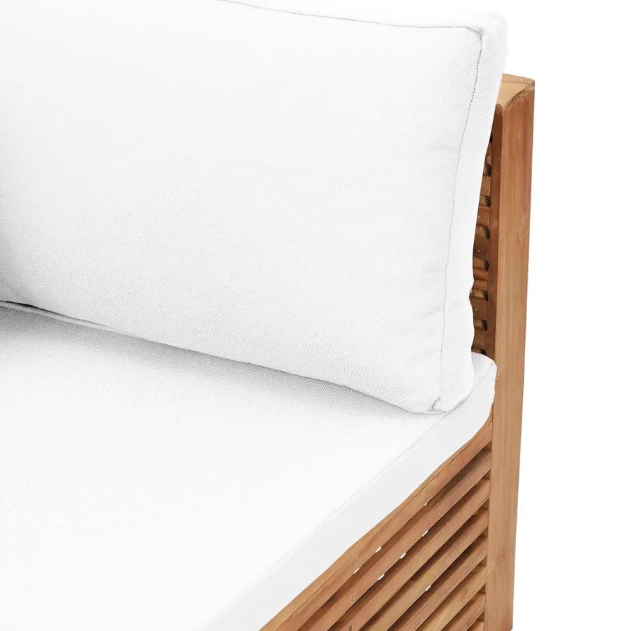 Canapé d'angle de jardin avec coussin crème Bois de teck solide - 6