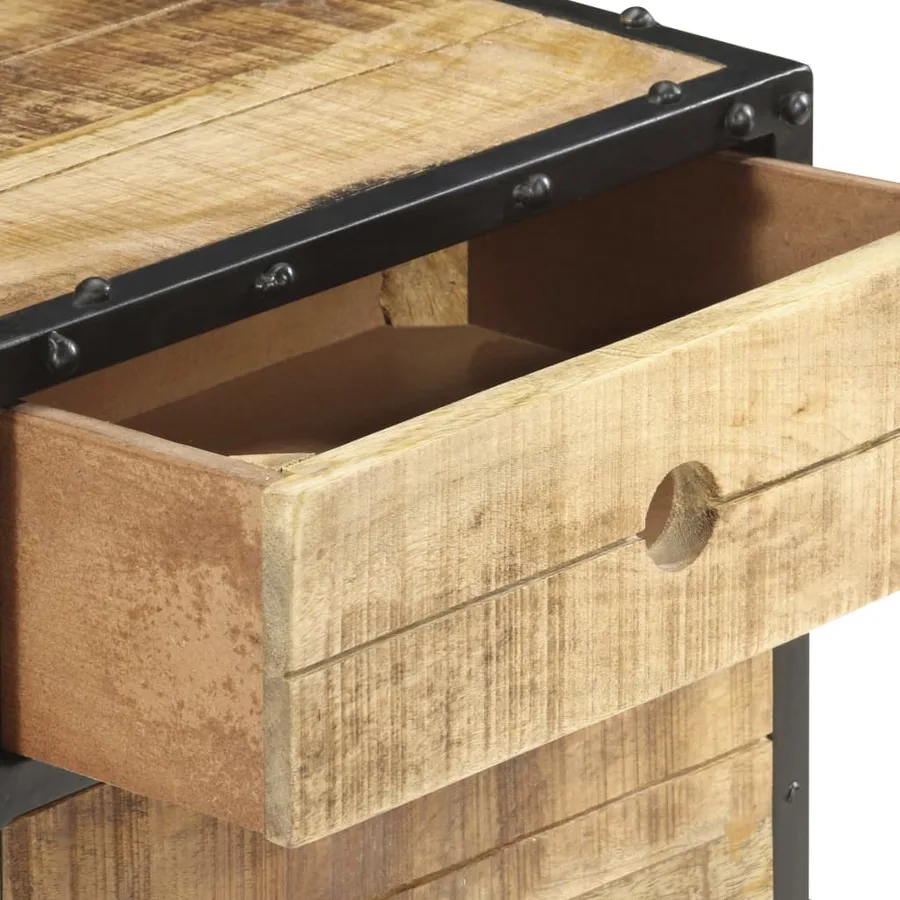 Table de chevet 40x30x50 cm bois de manguier brut - 10