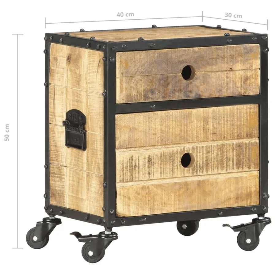 Table de chevet 40x30x50 cm bois de manguier brut - 11