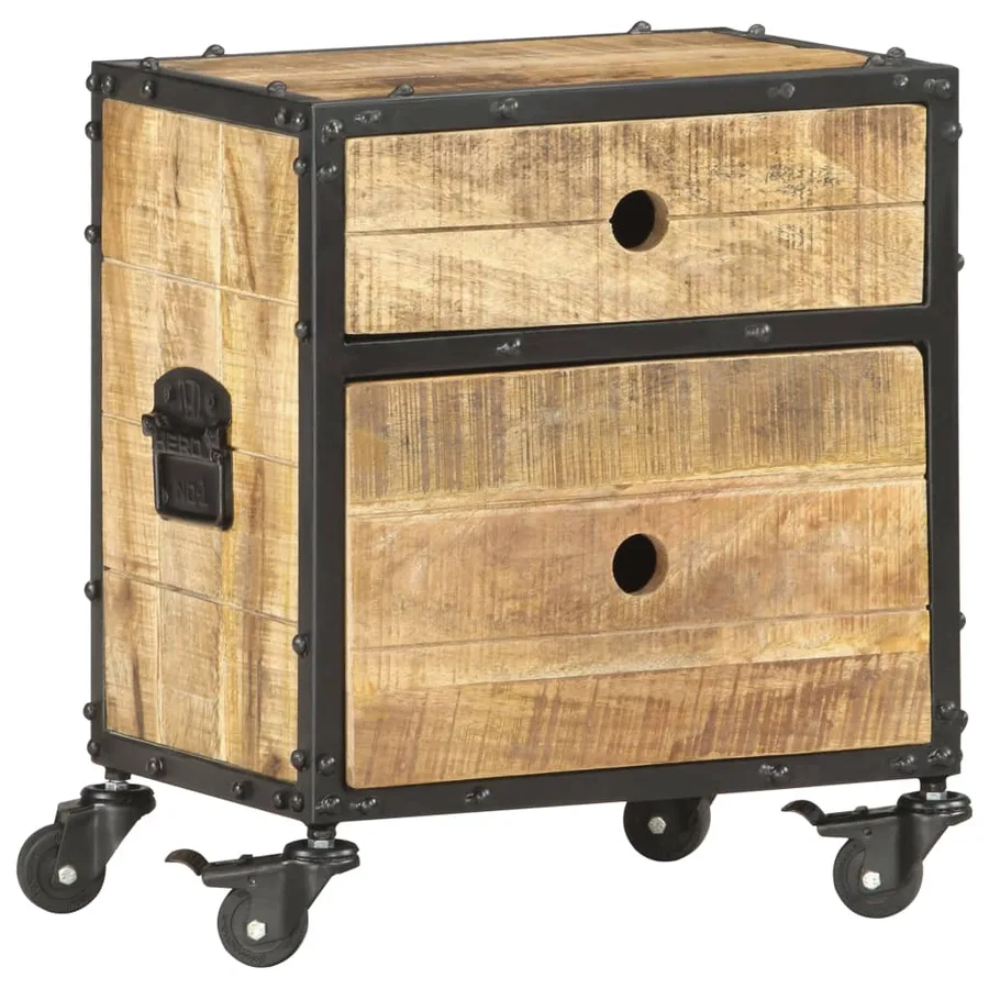 Table de chevet 40x30x50 cm bois de manguier brut - 2