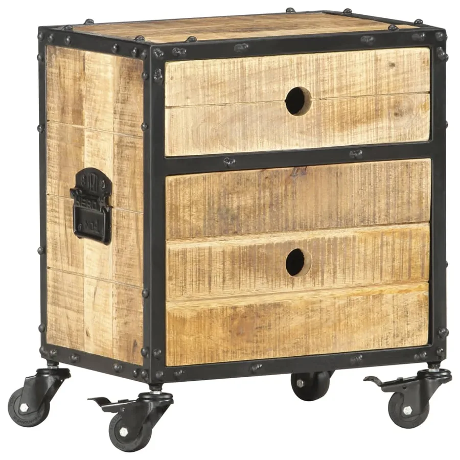 Table de chevet 40x30x50 cm bois de manguier brut - 3