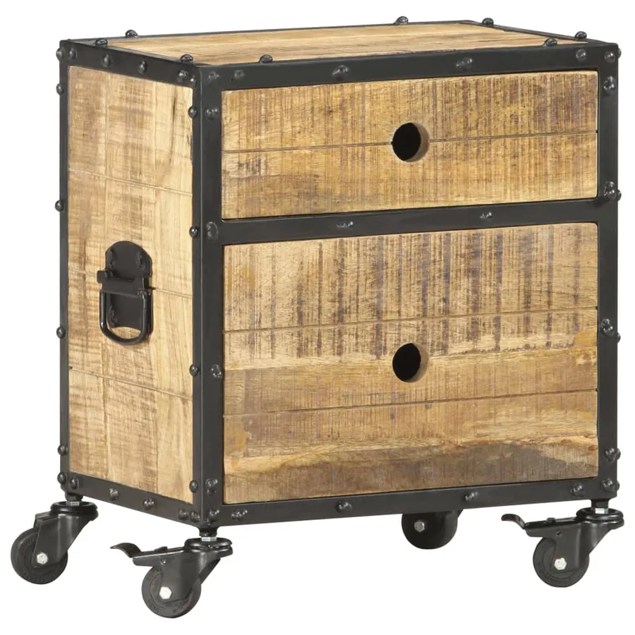 Table de chevet 40x30x50 cm bois de manguier brut - 4
