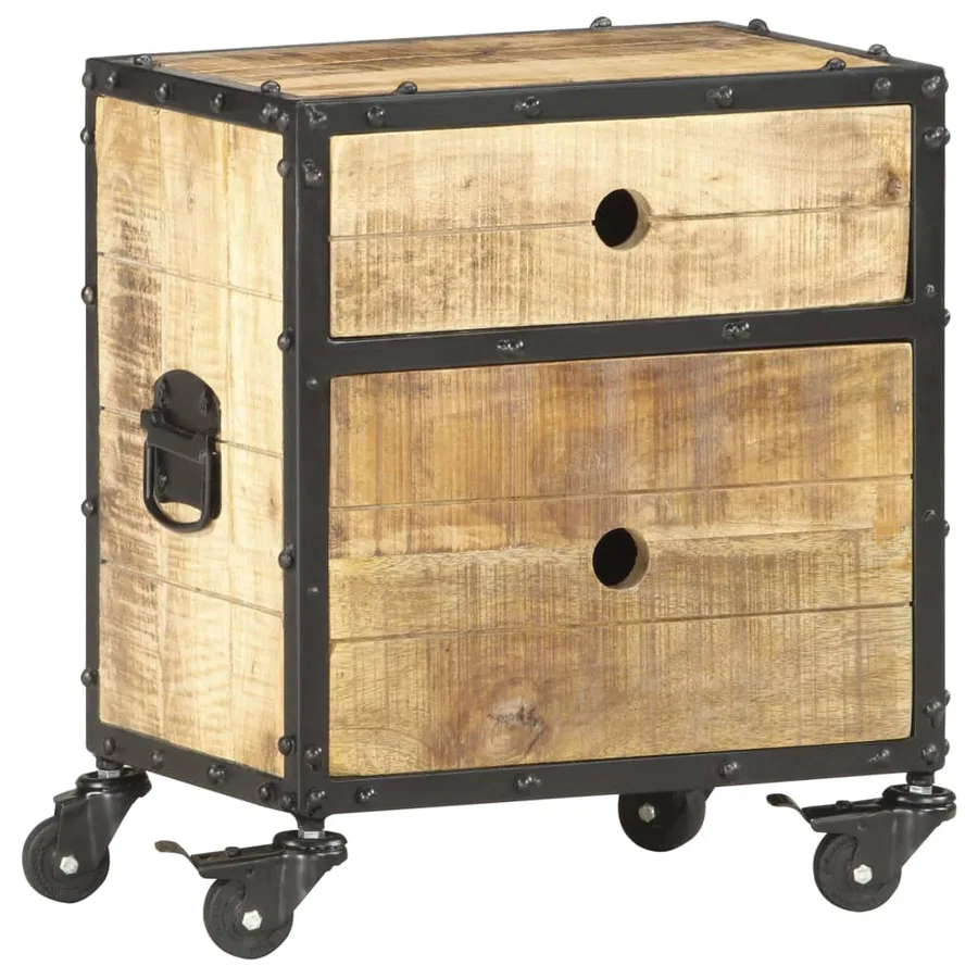 Table de chevet 40x30x50 cm bois de manguier brut - 5