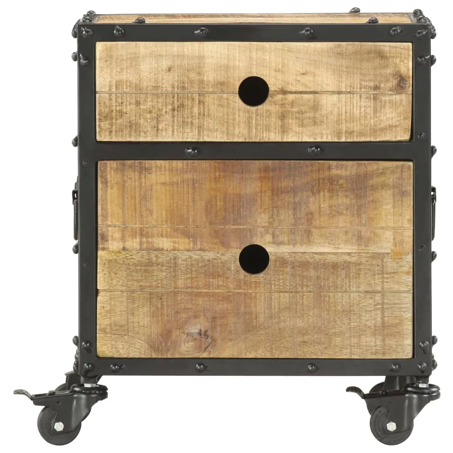 Table de chevet 40x30x50 cm bois de manguier brut - 8