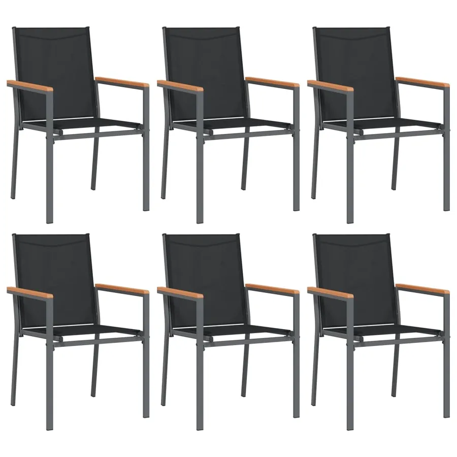 Ensemble à manger de jardin 7 pcs noir textilène et acier - 4