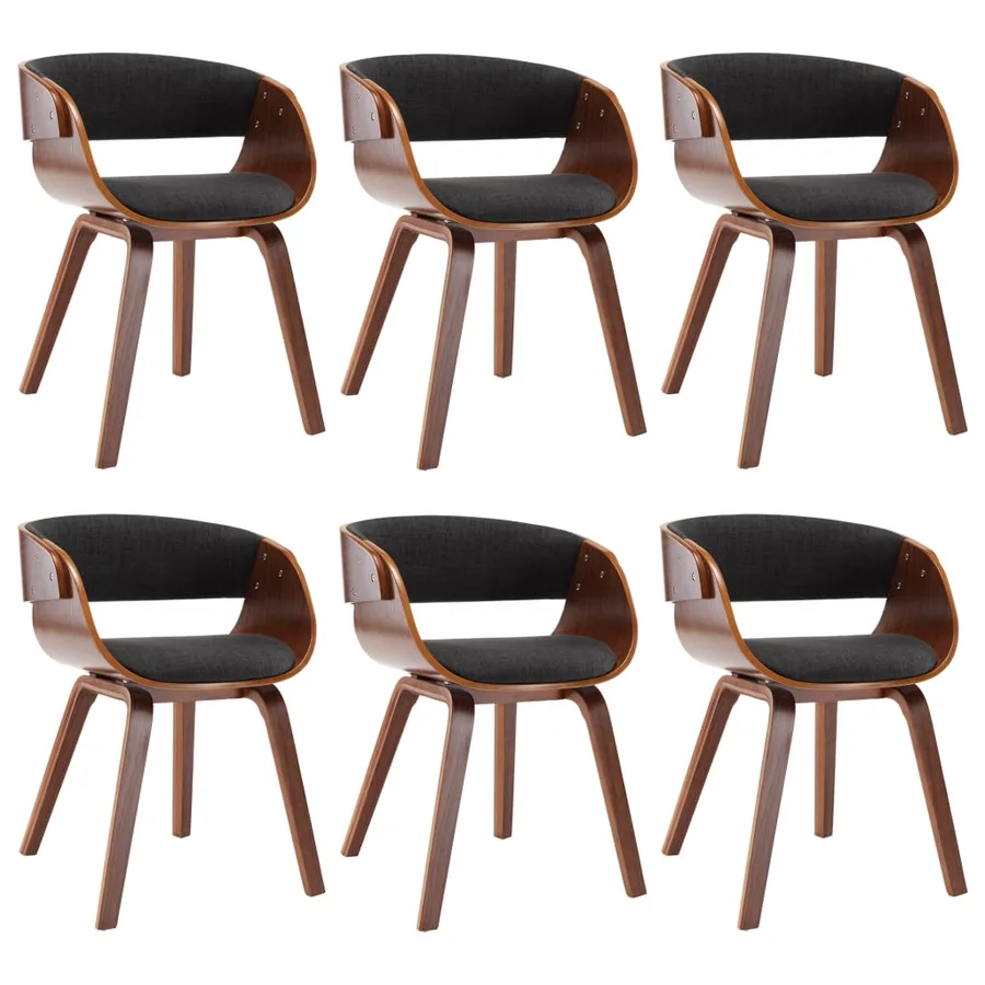 Chaises à manger lot de 6 gris bois courbé et tissu - 2
