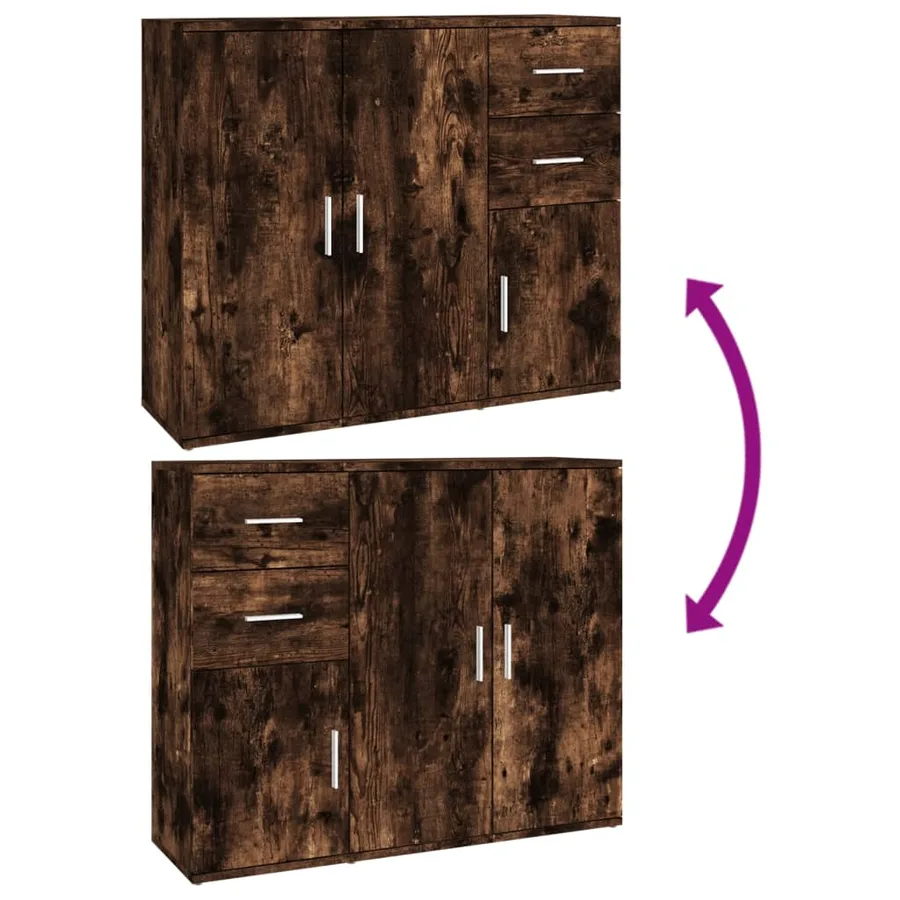 Buffet Chêne fumé 91x29,5x75 cm Bois d'ingénierie - 9