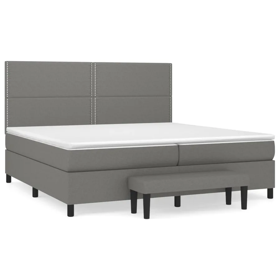 Sommier à lattes de lit avec matelas Gris foncé 200x200cm Tissu - 2