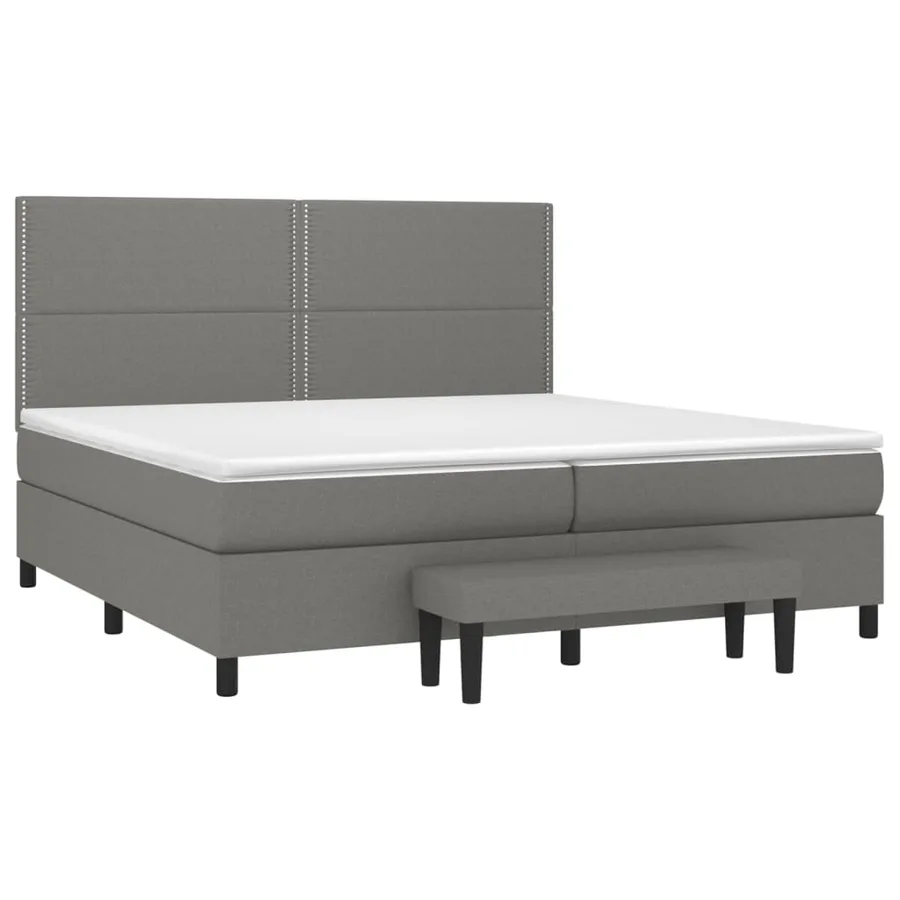 Sommier à lattes de lit avec matelas Gris foncé 200x200cm Tissu - 3