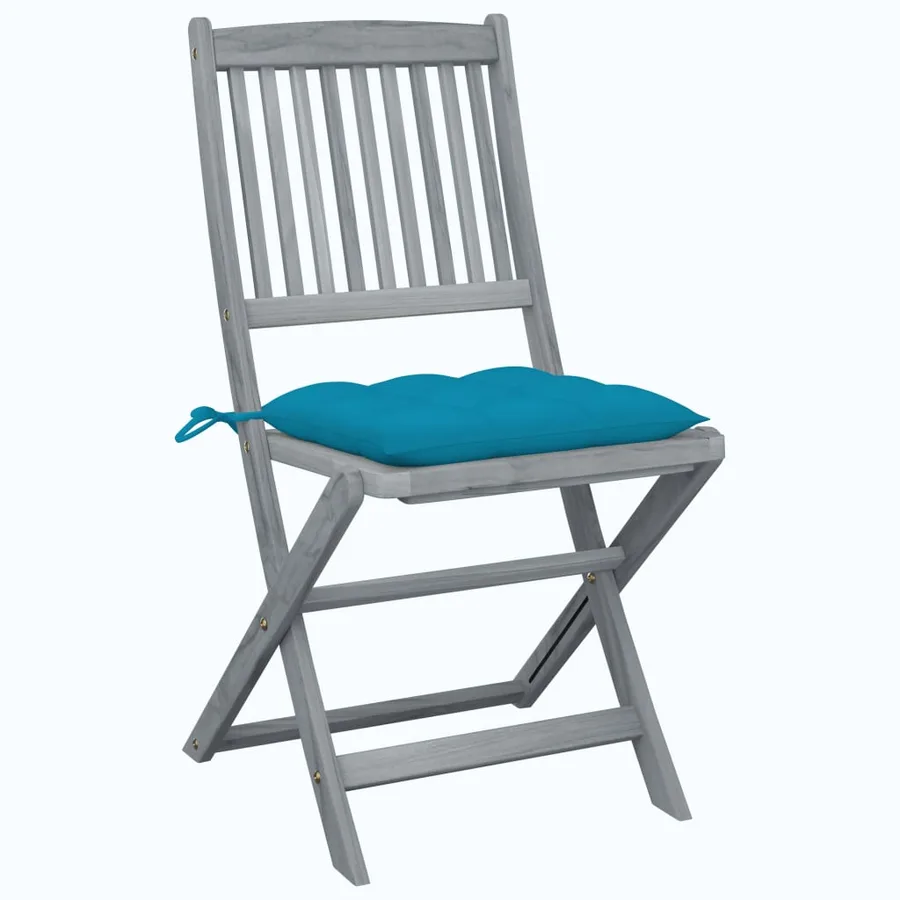 Chaises pliables d'extérieur lot de 2 et coussins Bois d'acacia - 2