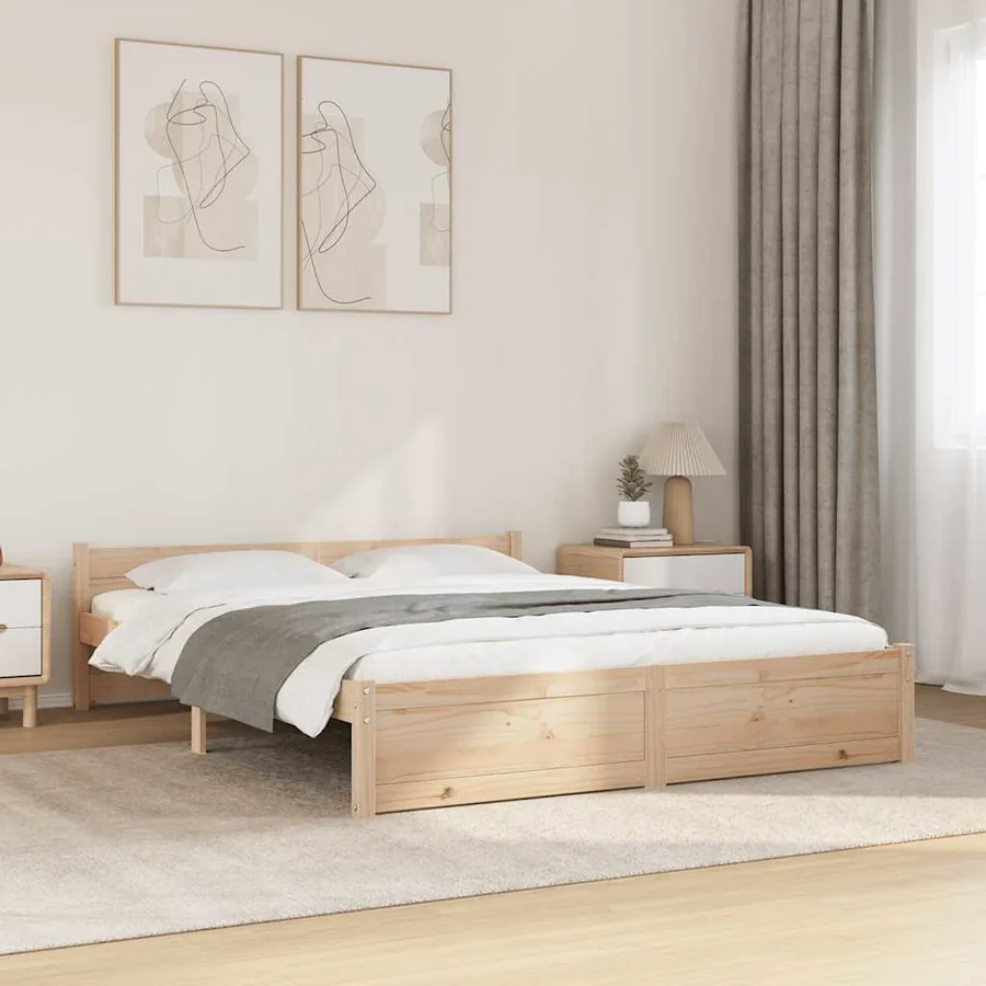 Cadre de lit sans matelas bois massif 140x190 cm