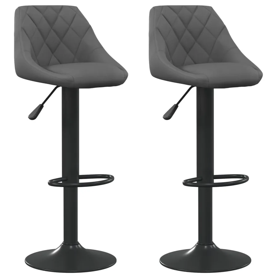 Tabourets de bar lot de 2 gris foncé velours - 2