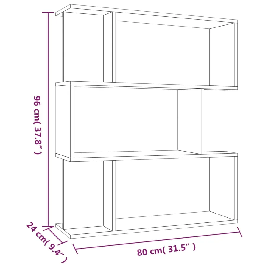 Bibliothèque/Cloison Sonoma gris 80x24x96 cm Bois d'ingénierie - 9