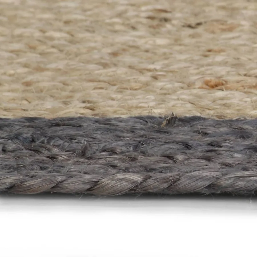 Tapis fait à la main Jute avec bord gris foncé 120 cm - 3