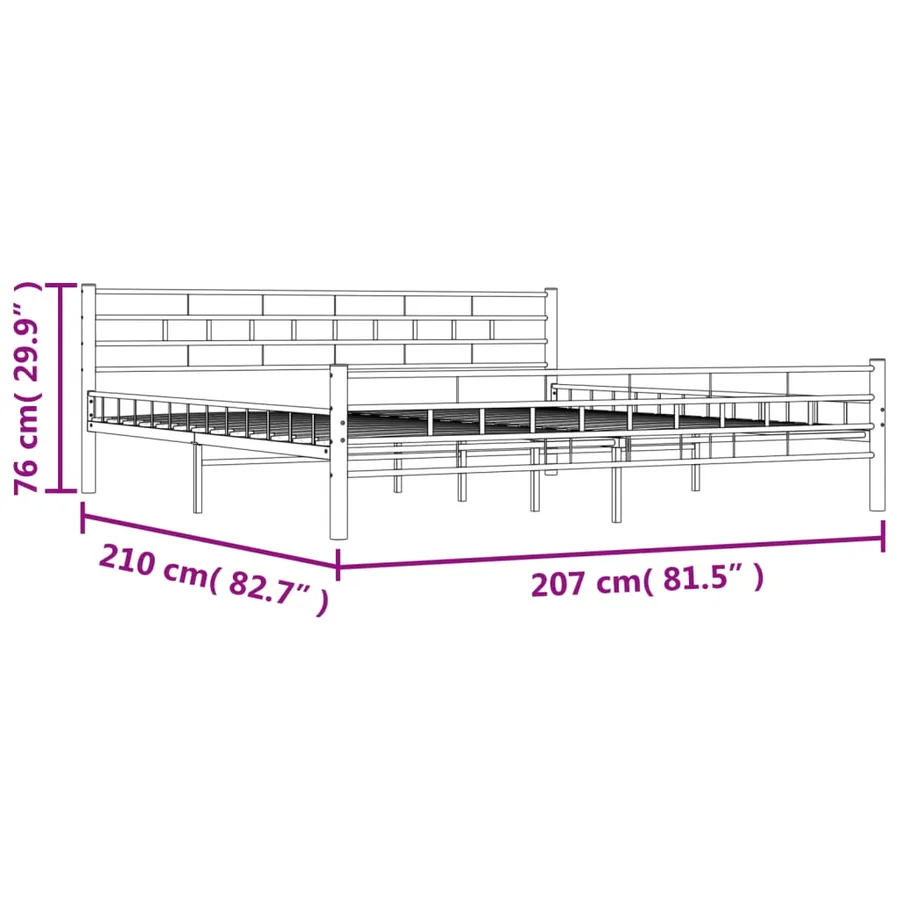 Cadre de lit sans matelas noir acier 200x200 cm - 10