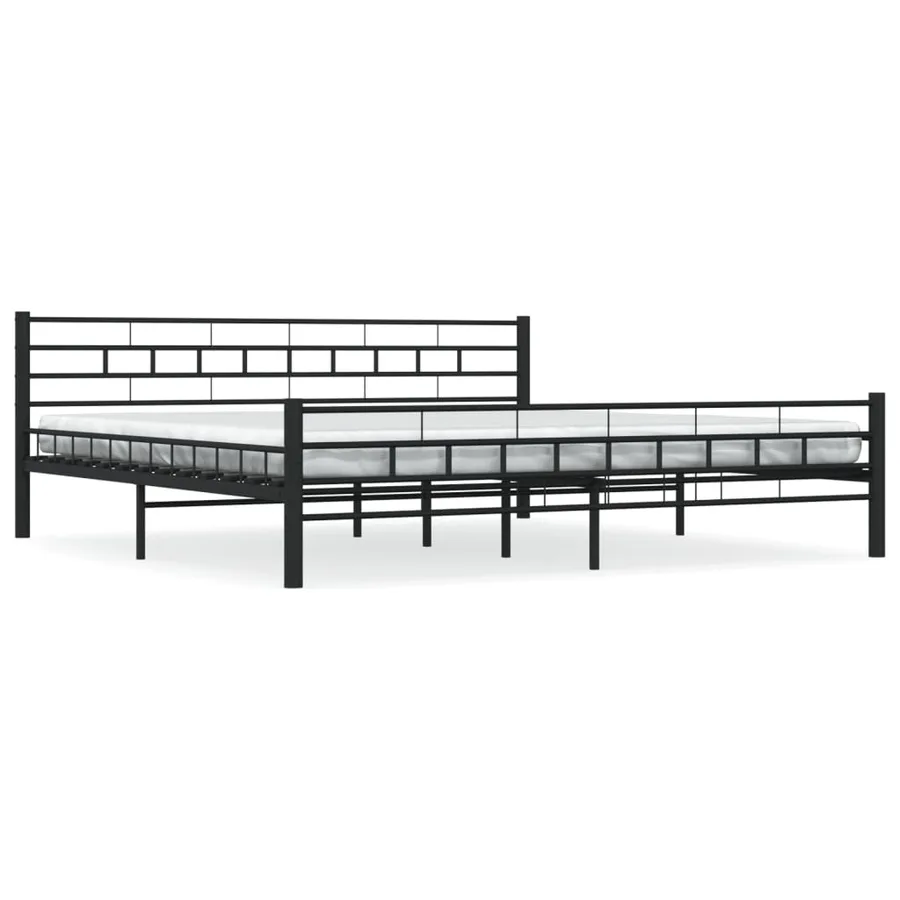 Cadre de lit sans matelas noir acier 200x200 cm - 2