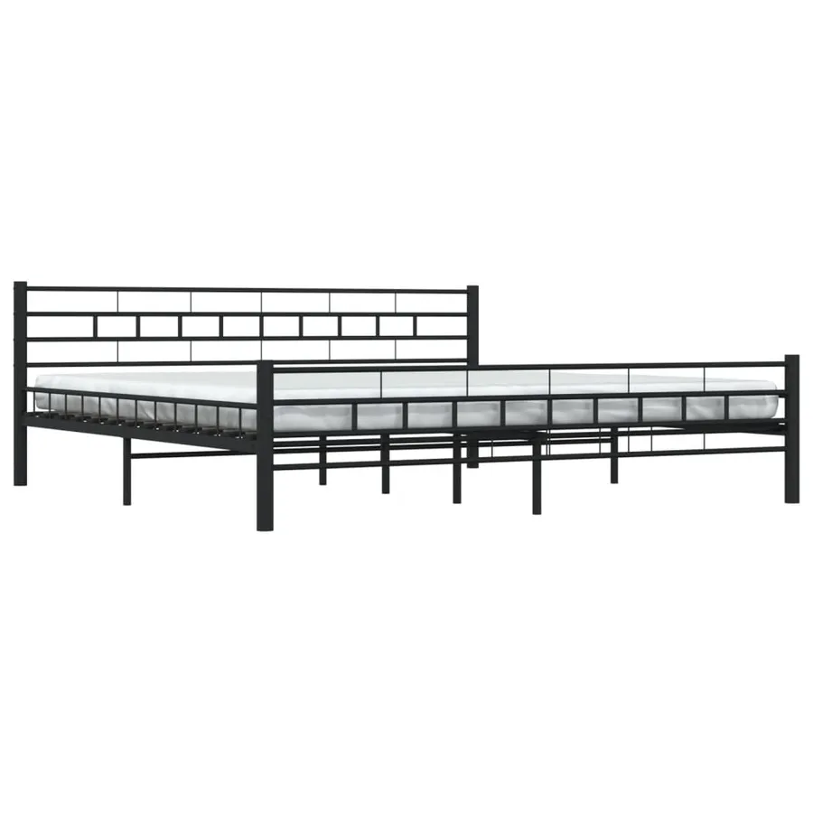 Cadre de lit sans matelas noir acier 200x200 cm - 3