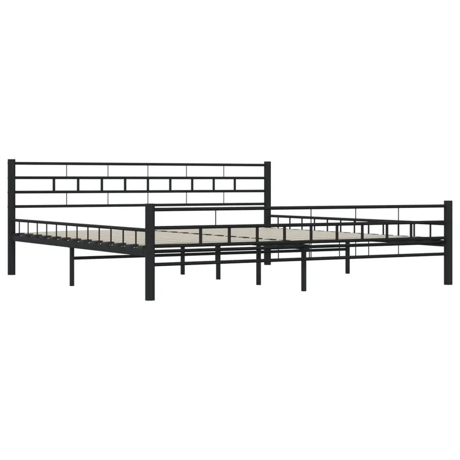 Cadre de lit sans matelas noir acier 200x200 cm - 4